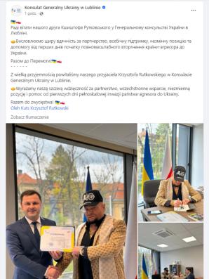 [VIDEO] Odznaczenie polsko-ukraińskiej przyjaźni i podziękowanie za wszechstronne wsparcie Ukrainy w czasie rosyjskiej agresji zbrojnej dla Krzysztofa Rutkowskiego od Konsula Generalnego Ukrainy Oleha Kutsa!